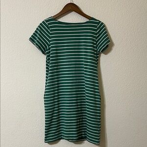 Ann Mashburn Green Striped Shirtdress Boat Neck Short Sleeve Women’s S